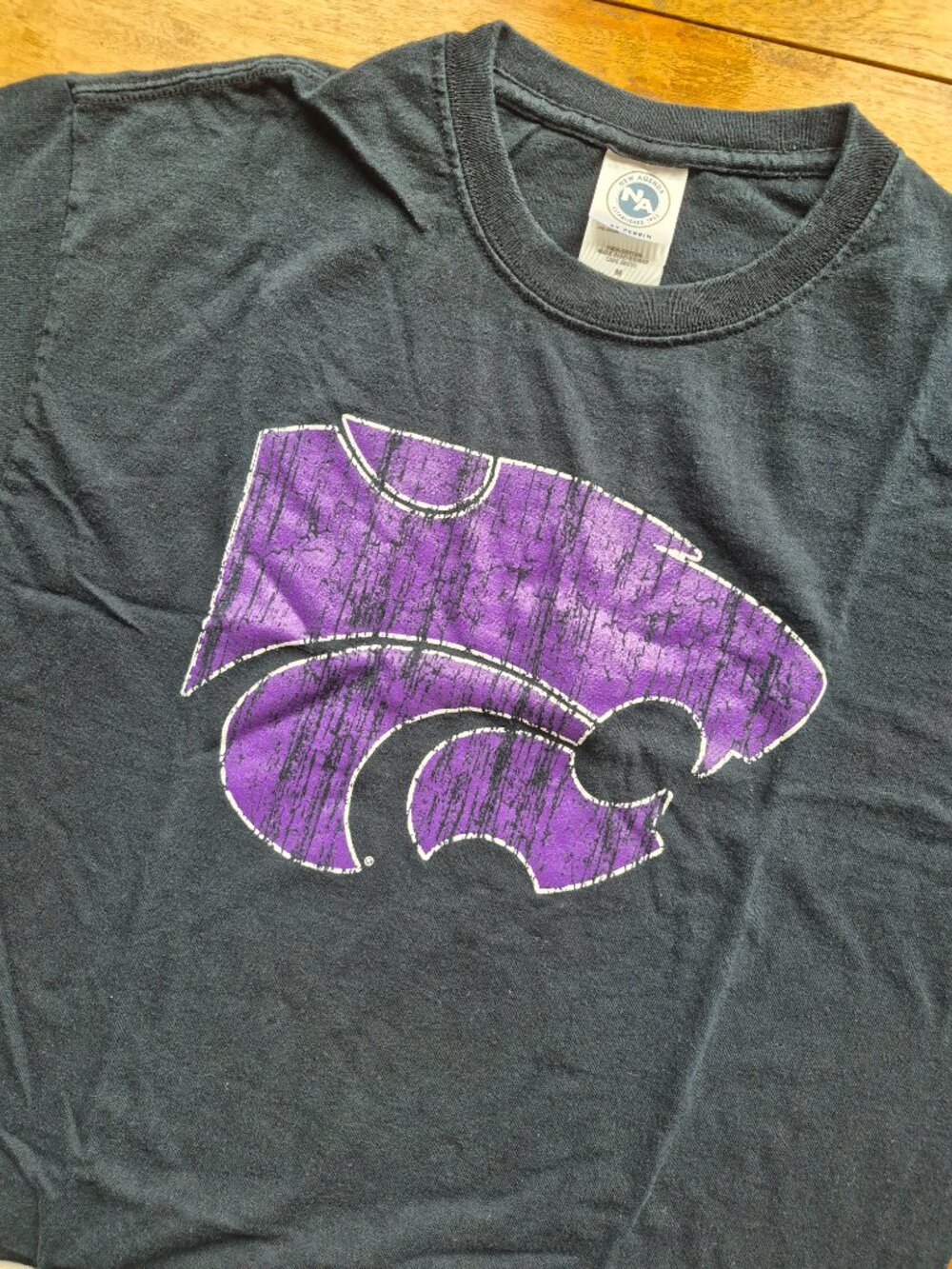 KSU Kansas State Wildcats Wmns Med T-Shirt Powercat Blk New Agenda Cotton Crewnk